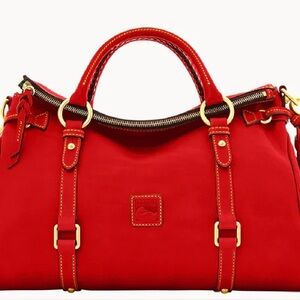 Dooney & Bourke Red Leather Shoulder LARGE Bag "Florentine Satchel"